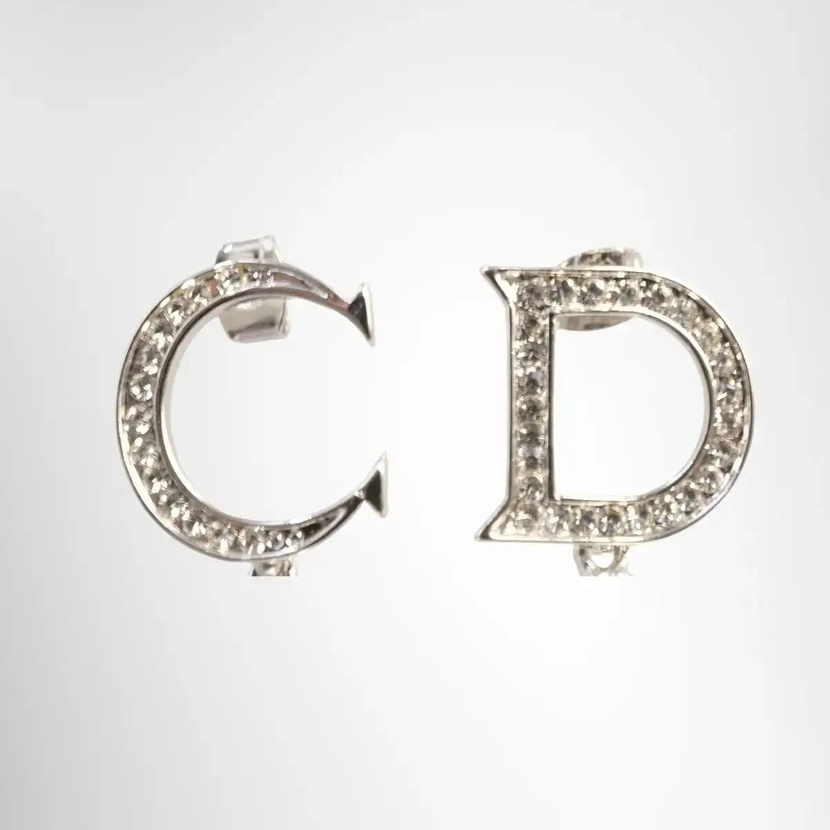 Dior Tribal Pearl Earrings - Silver tone