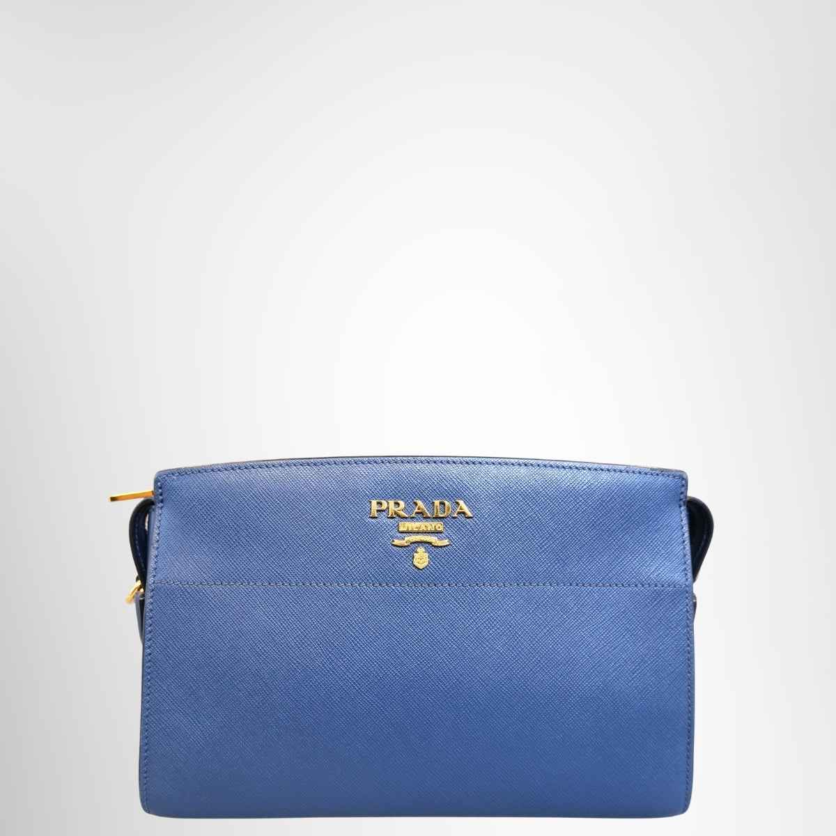 Prada Saffiano & Soft Calf Leather Shoulder Bag – Blue