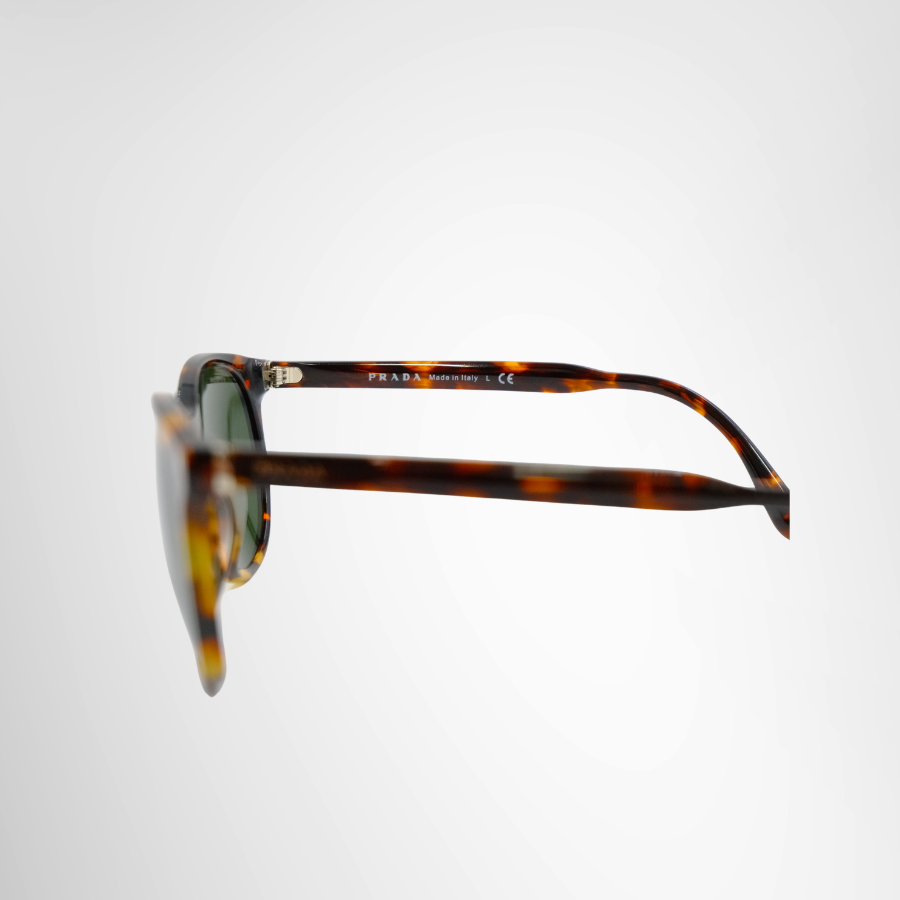 Prada Tortoiseshell Round Sunglasses with Green Lenses – Size 145