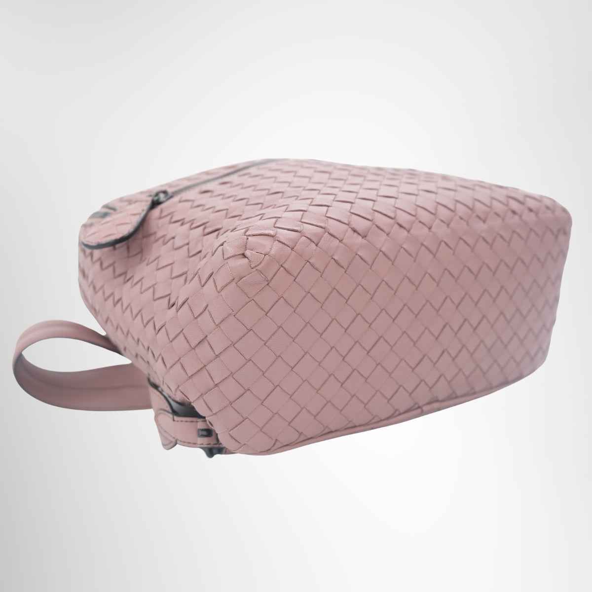 Bottega Veneta Intrecciato Leather Backpack – Blush Pink