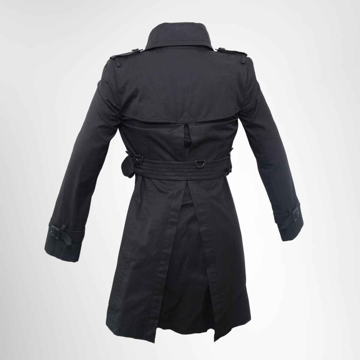 Burberry Short Kensington Heritage Trench Coat – Black, Size 38