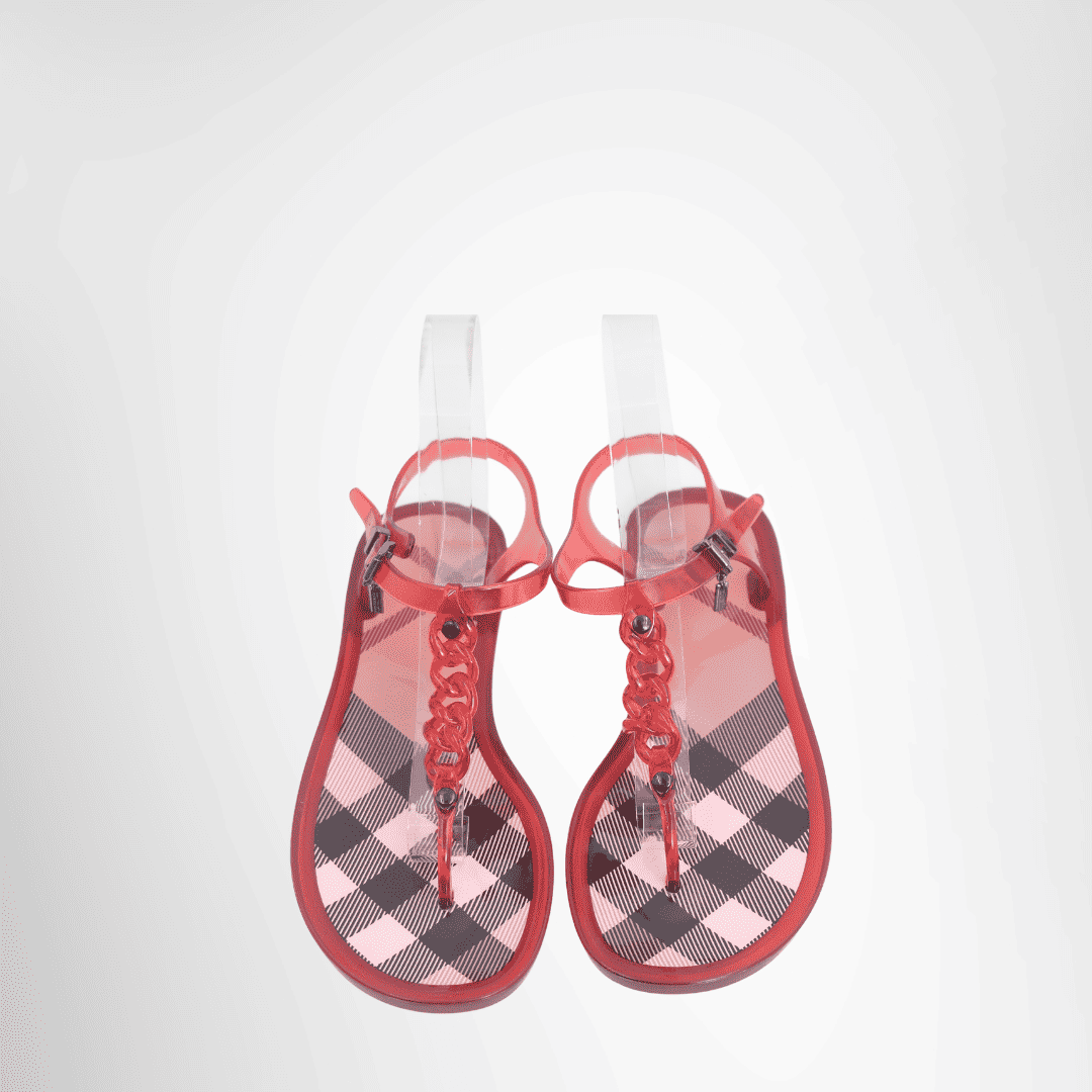 Burberry Preowned Luxury Sandals Red Jelly Sandal Front View