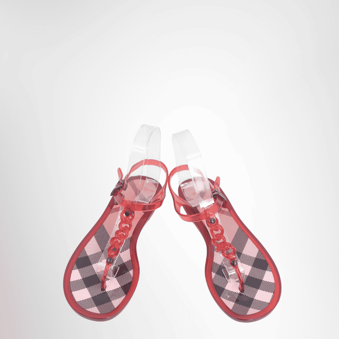 Burberry Preowned Luxury Sandals Red Jelly Sandal Front View 2