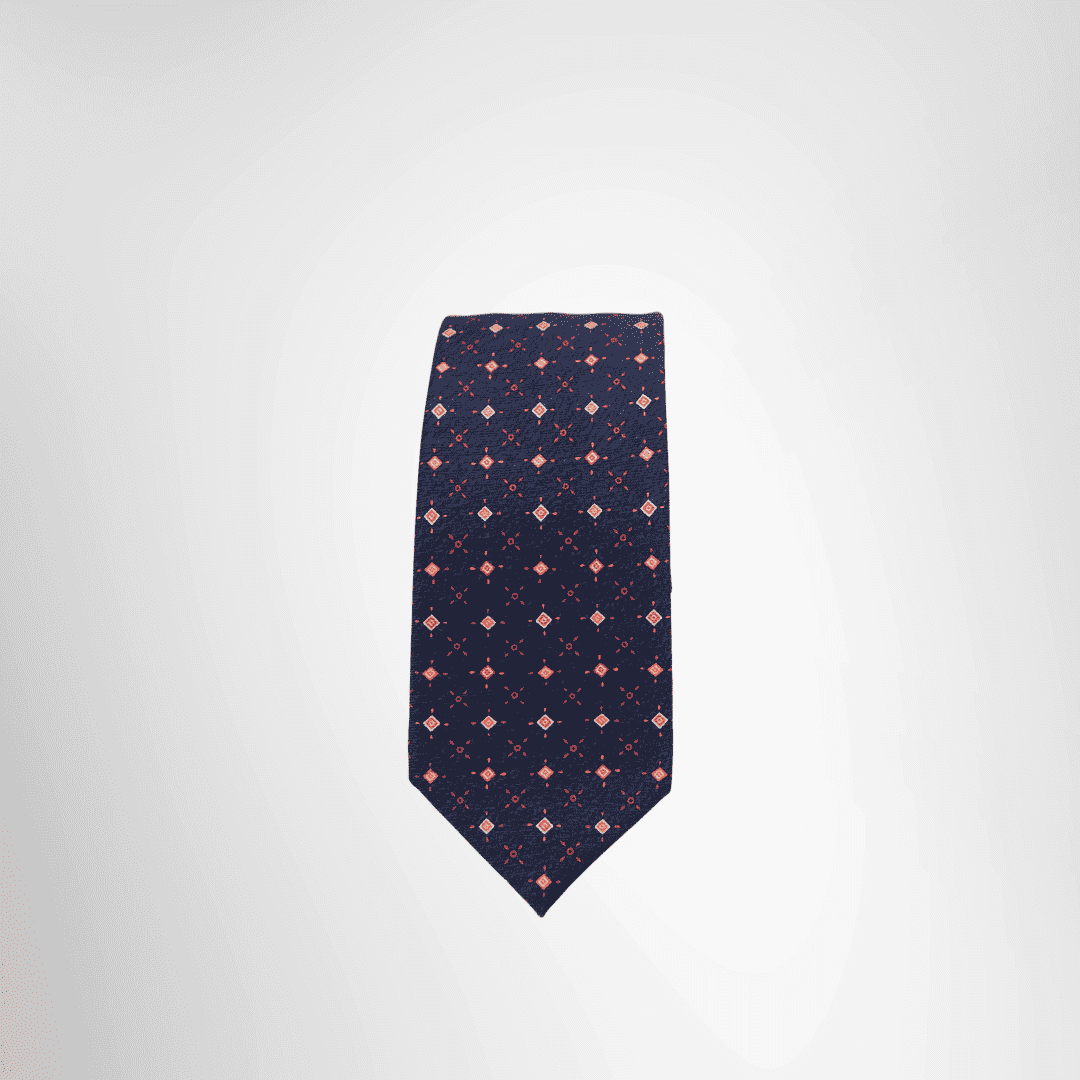 Bvlgari Preowned Luxury Necktie Navy & Red Front Page