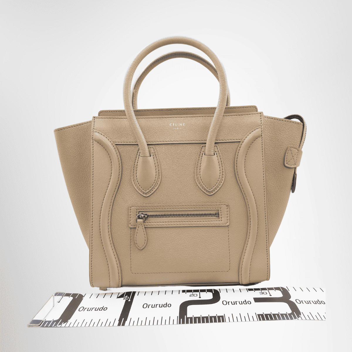 Celine Luggage Micro in Beige Drummed Calfskin Leather