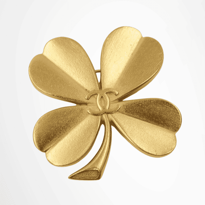 Chanel Vintage CC Logo Four Leaf Clover Lucky Charm Brooch – Pre-Owned Luxury Accessories – Antonio & Co Front Page