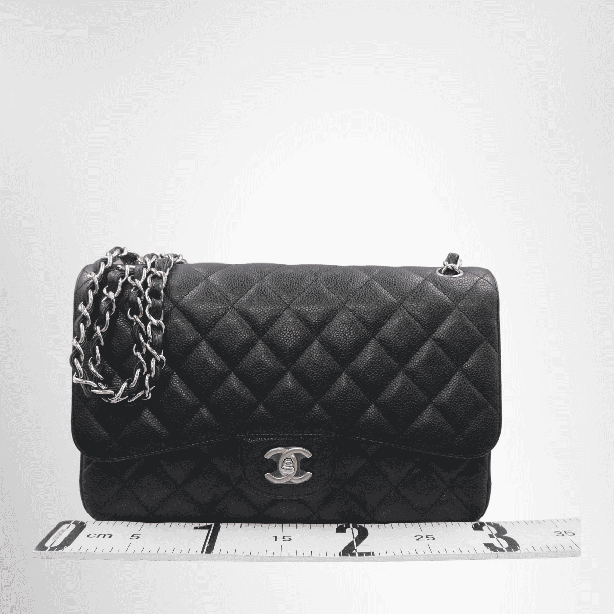 Chanel Classic Jumbo Caviar Double Flap Bag Silver Hardware