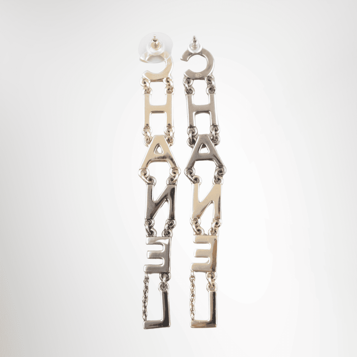 Chanel Crystal and Pearl Logo Drop Earrings