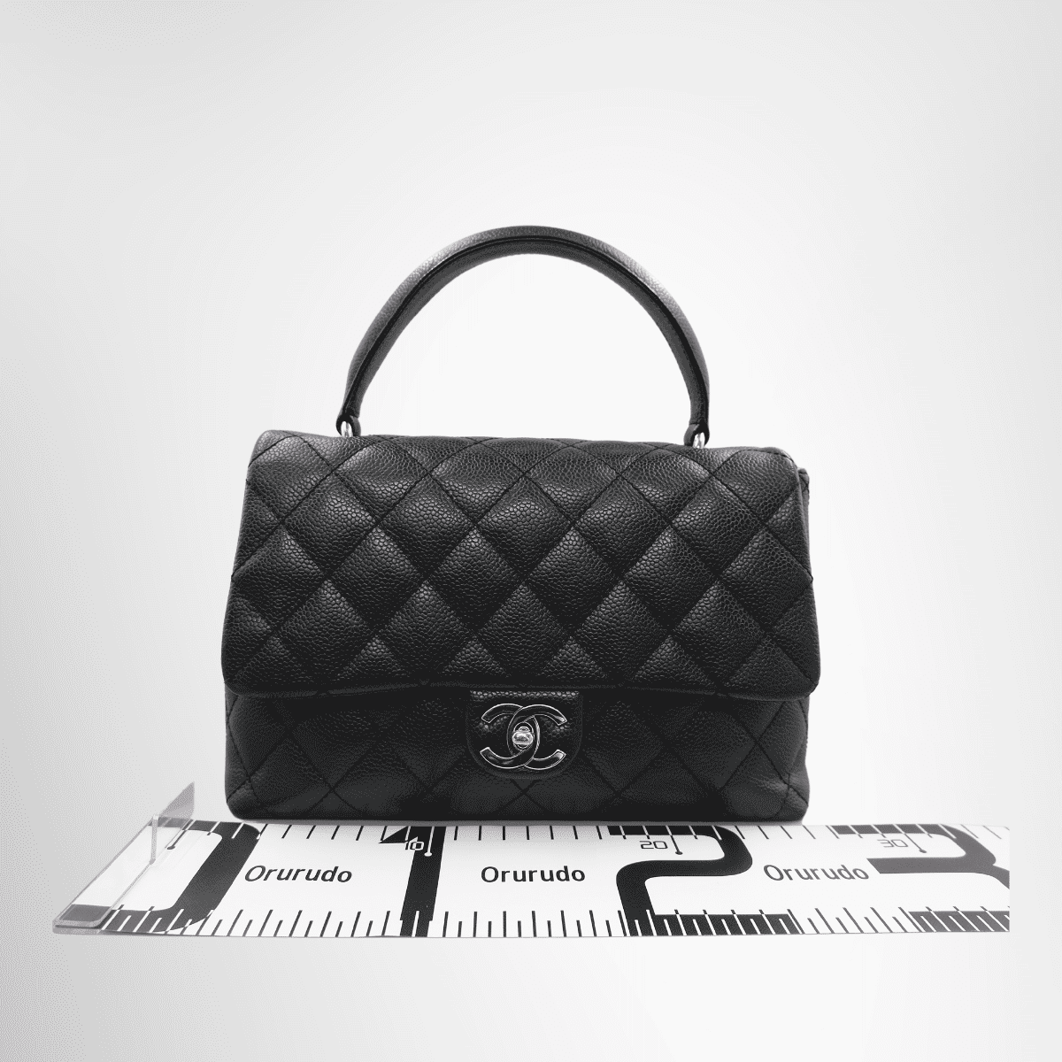 Chanel Vintage Top Handle Flap Bag Silver Hardware