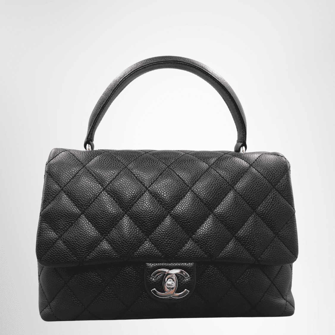 Chanel Vintage Top Handle Flap Bag Silver Hardware