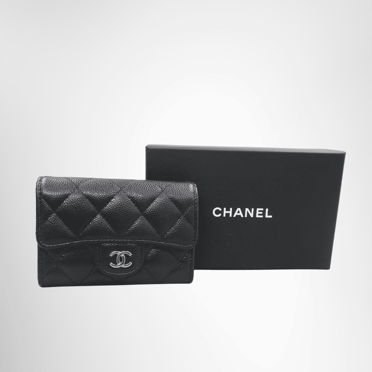 Chanel Caviar Quilted Flap Card Holder Wallet Black