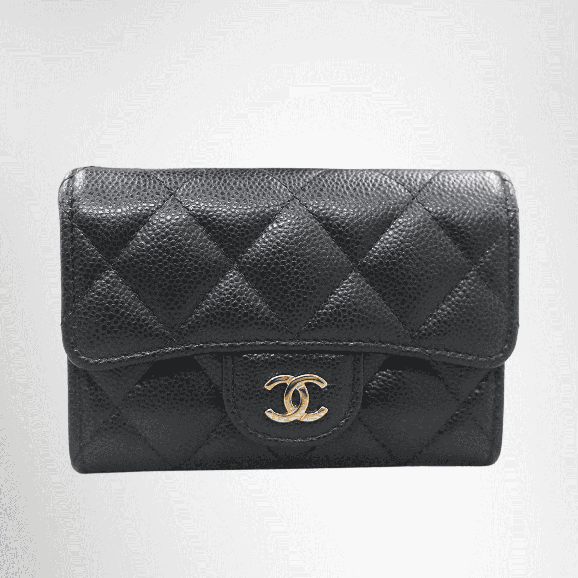Chanel Caviar Quilted Flap Card Holder Wallet Black