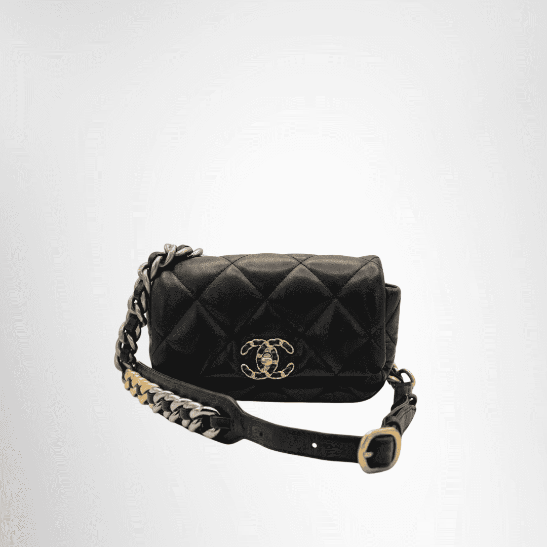 Chanel Preowned Luxury Bag Chanel 19 Small Waist Bag Front View