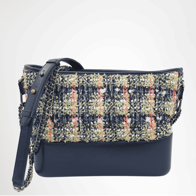 Chanel Preowned Luxury Bag Gabrielle Colorful Tweed Bag Front View