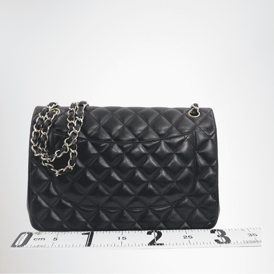Chanel Preowned Luxury Bag Jumbo Classic Double Flap Bag in Quilted Lambskin Back View