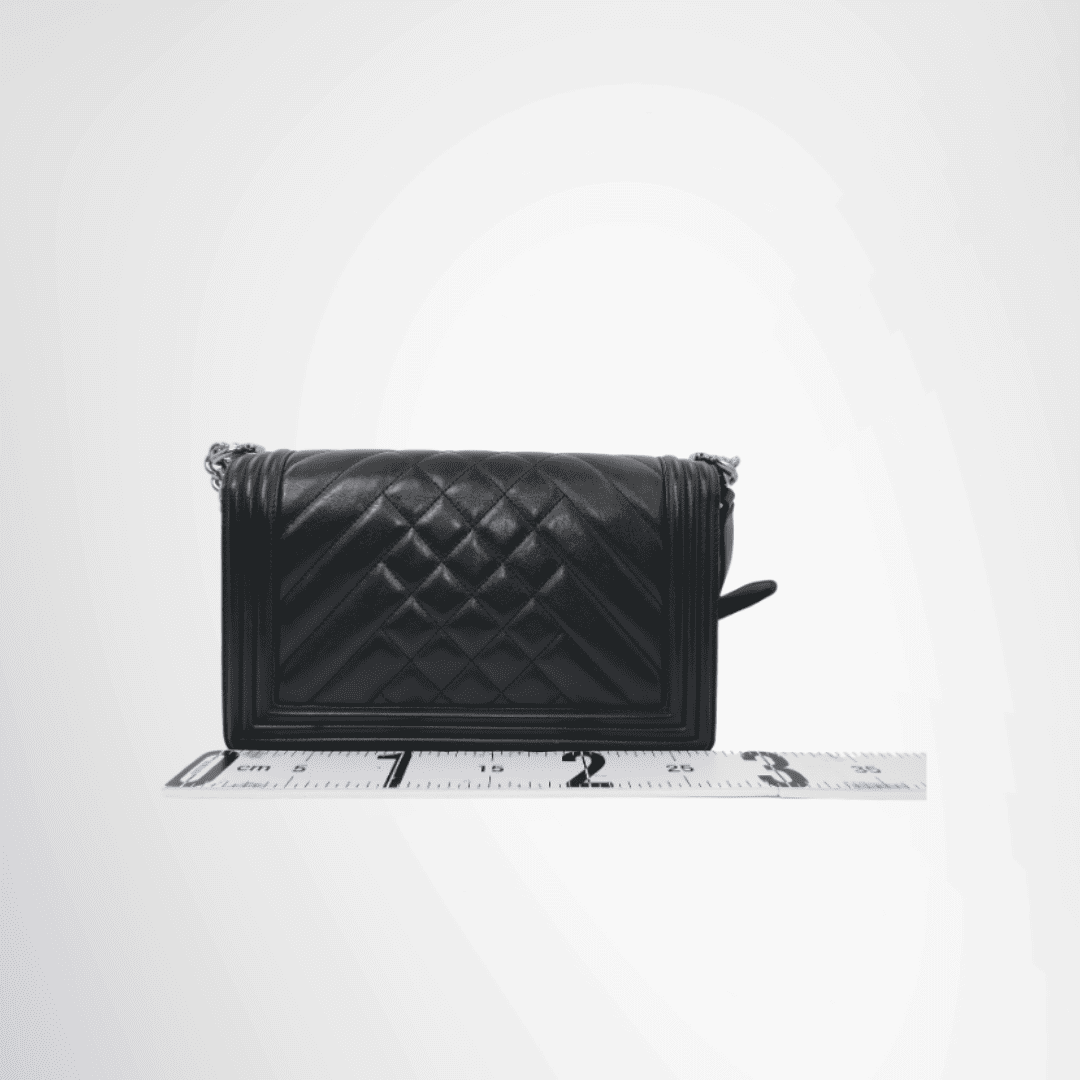 Chanel Boy Chevron Quilted Lambskin Flap Bag – Black