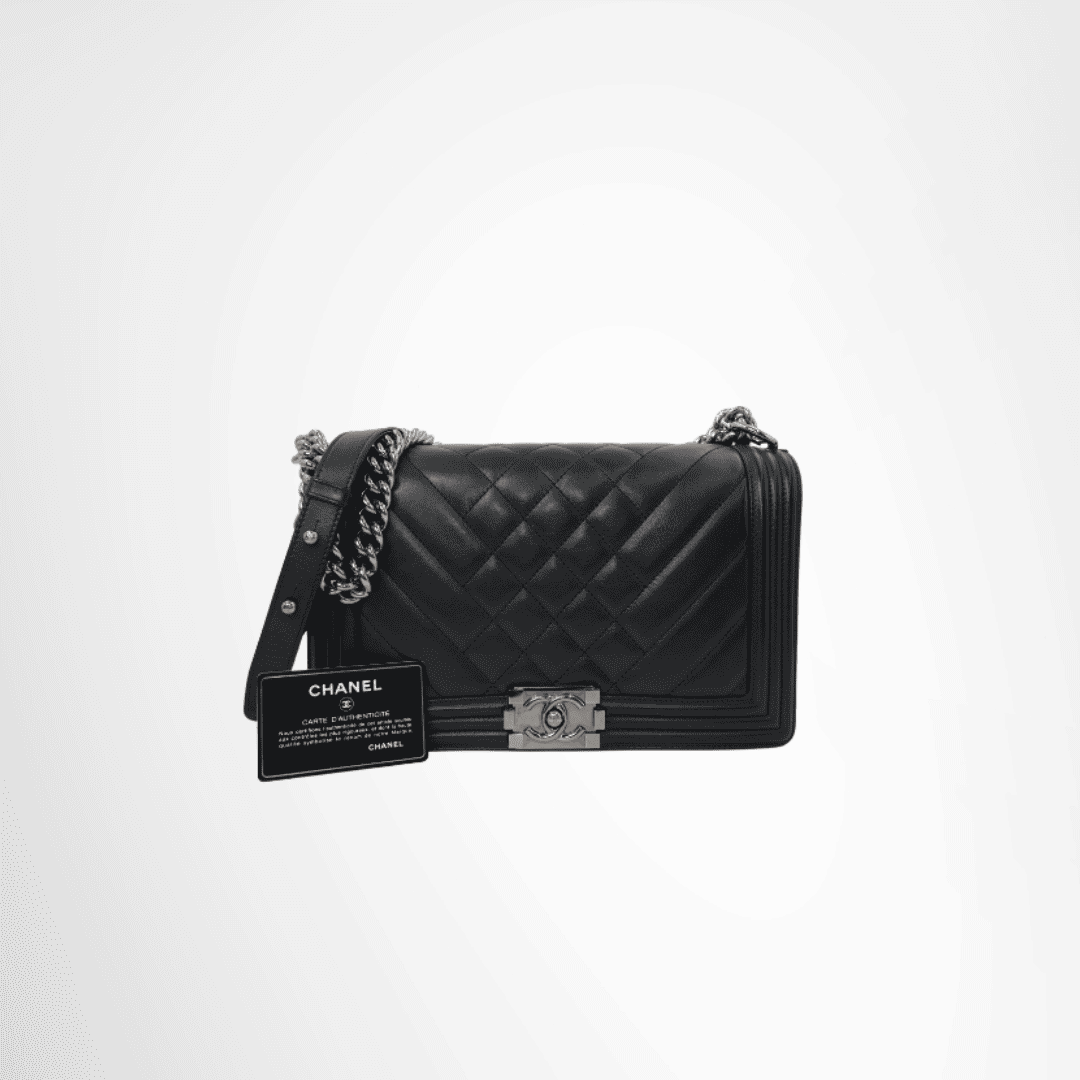 Chanel Boy Chevron Quilted Lambskin Flap Bag – Black