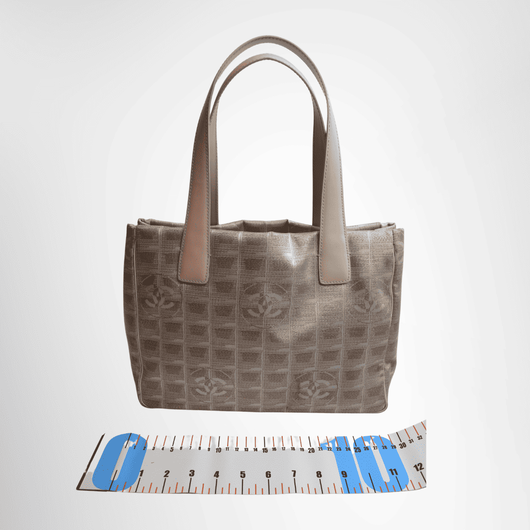 Chanel Preowned Luxury New Travel Line Tote MM Beige Bag Front View - Antonio & Co.