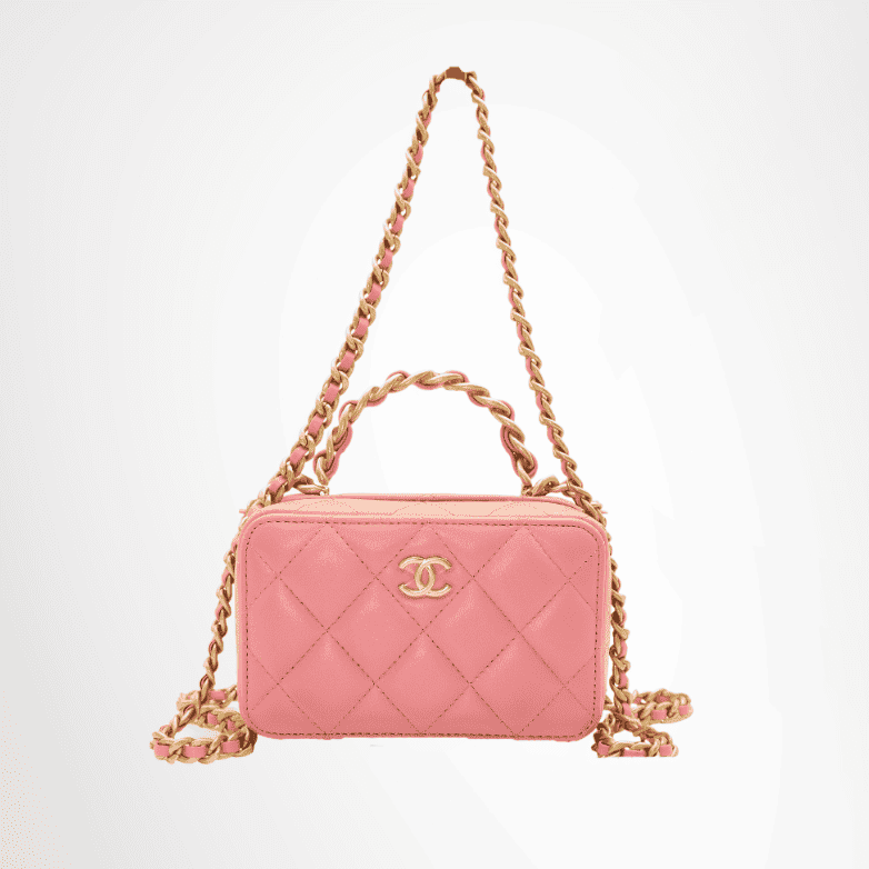 Chanel Lambskin Quilted Top Handle Mini Vanity Case – Light Pink