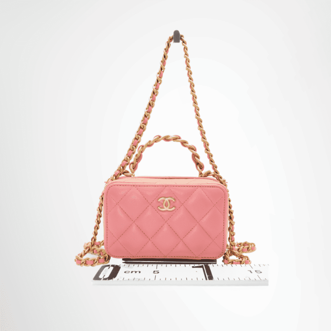 Chanel Lambskin Quilted Top Handle Mini Vanity Case – Light Pink