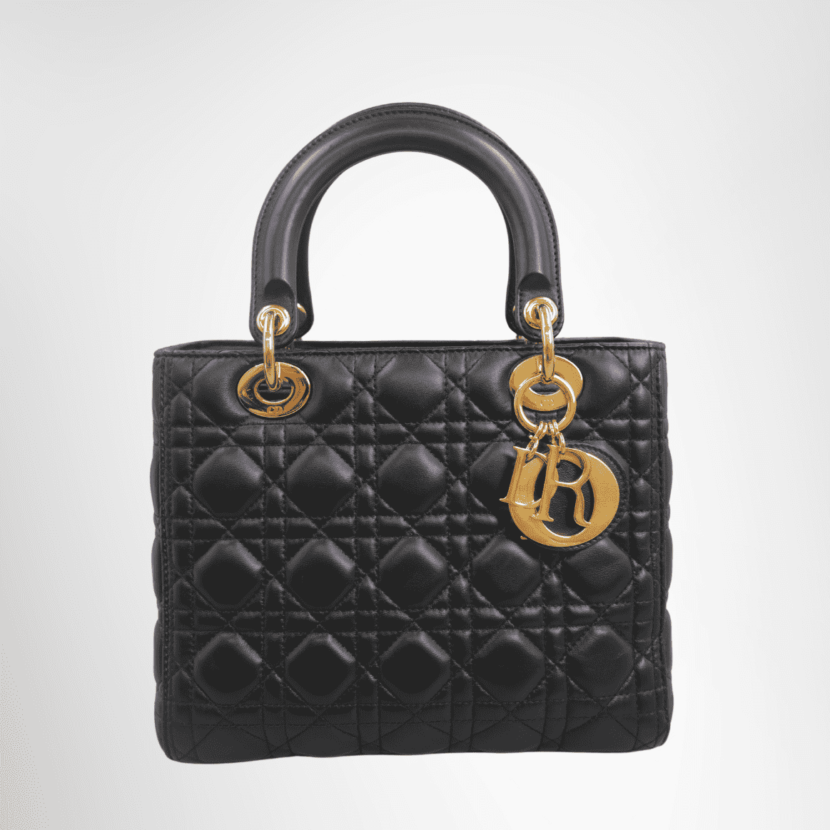Dior Lady Dior Medium Cannage Leather Bag – Black / Gold-Tone Hardware