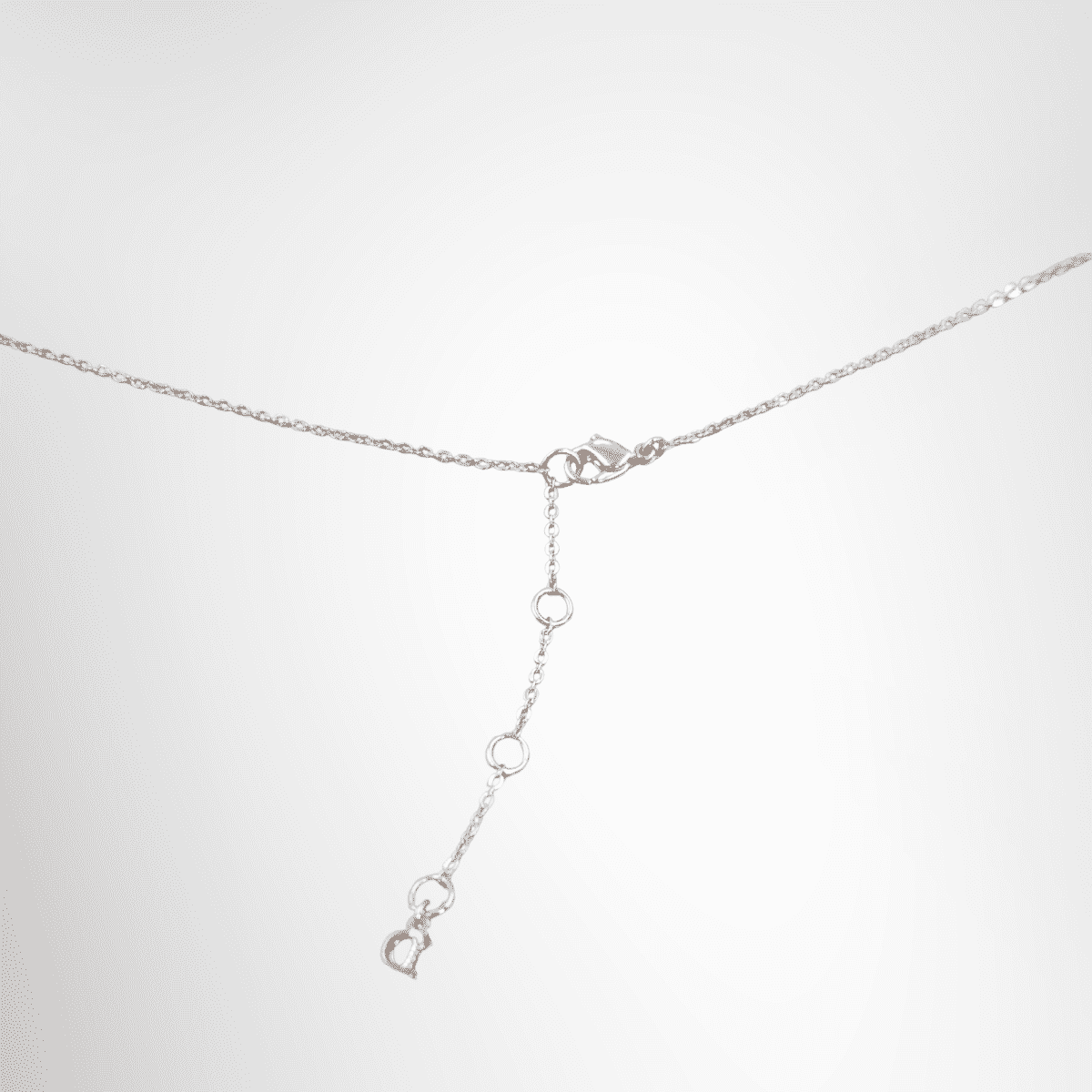 Dior Silver Tone Triple Logo Charm Necklace