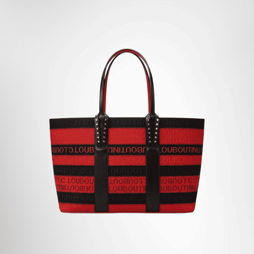 Christian Louboutin Preowned Luxury Bag Cabata Small Stripe Logo Canvas Tote Bag Front View