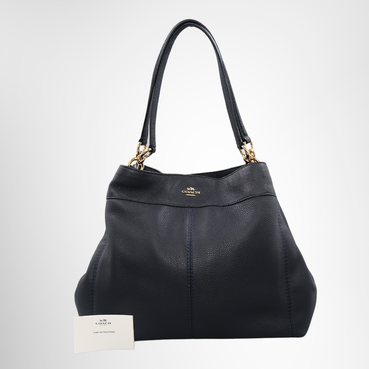 Coach Leather Tote Bag – Navy Blue