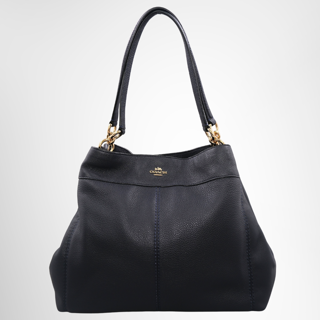 Coach Leather Tote Bag – Navy Blue