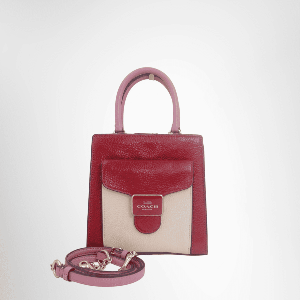 Coach Preowned Luxury 2-Way Hand Bag Front View with Strap - Antonio & Co.