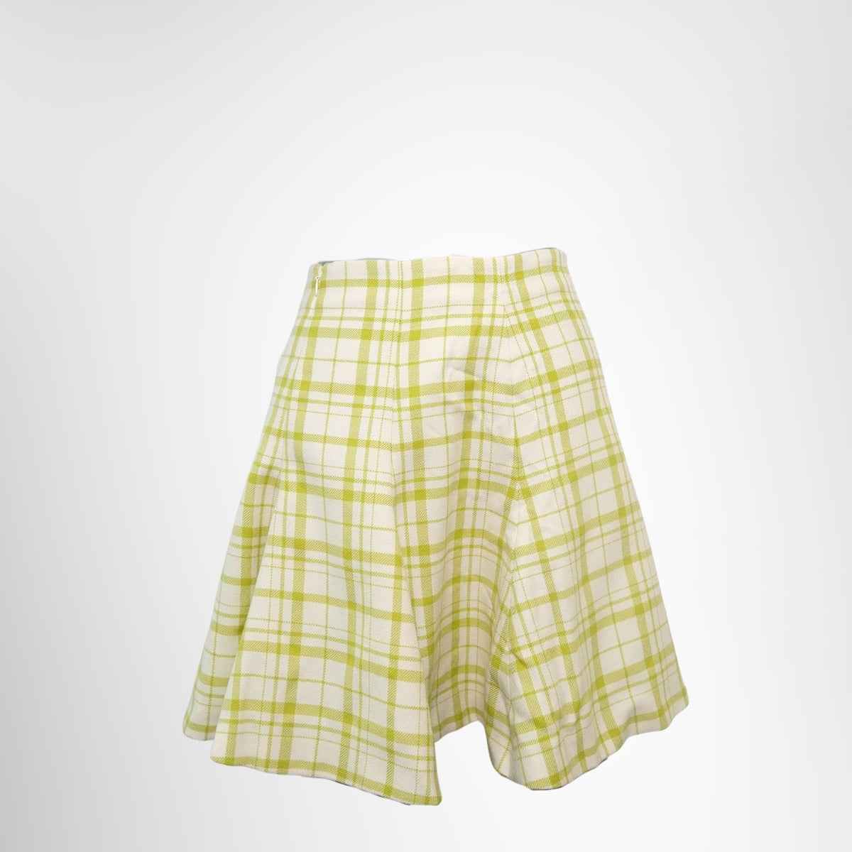Dior Plaid Mini Skirt – Yellow / White, Size 8