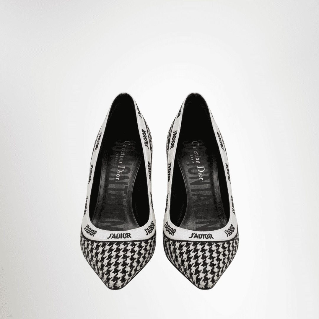 Dior Preowned Luxury Shoes J'Adior Houndstooth Fabric Pointed-Toe Pump Front View