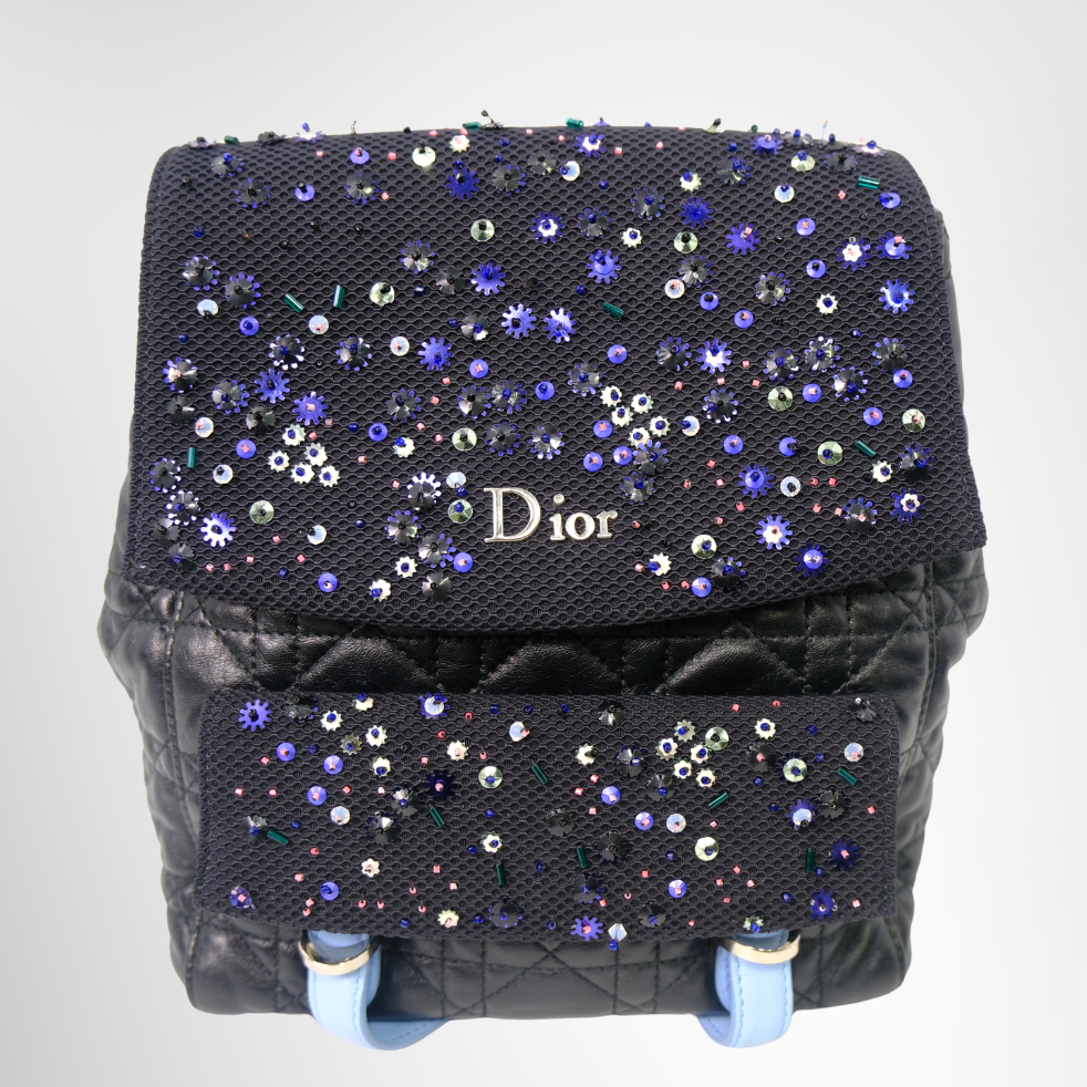 Dior Preowned Luxury Stardust Backpack Bag Bottom Front Top View - Antonio & Co.
