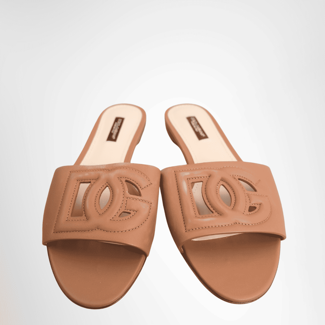 Dolce & Gabbana Bianca Cutout Leather Slides – Brown, Size 37