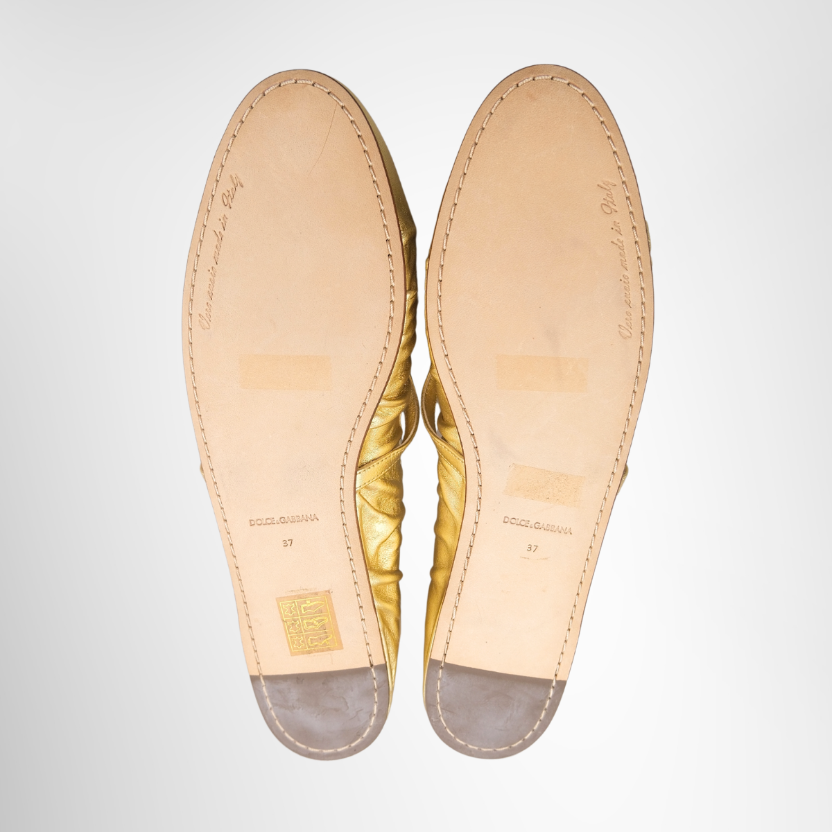 Dolce & Gabbana Nappa Mordore Ballet Flats - Gold