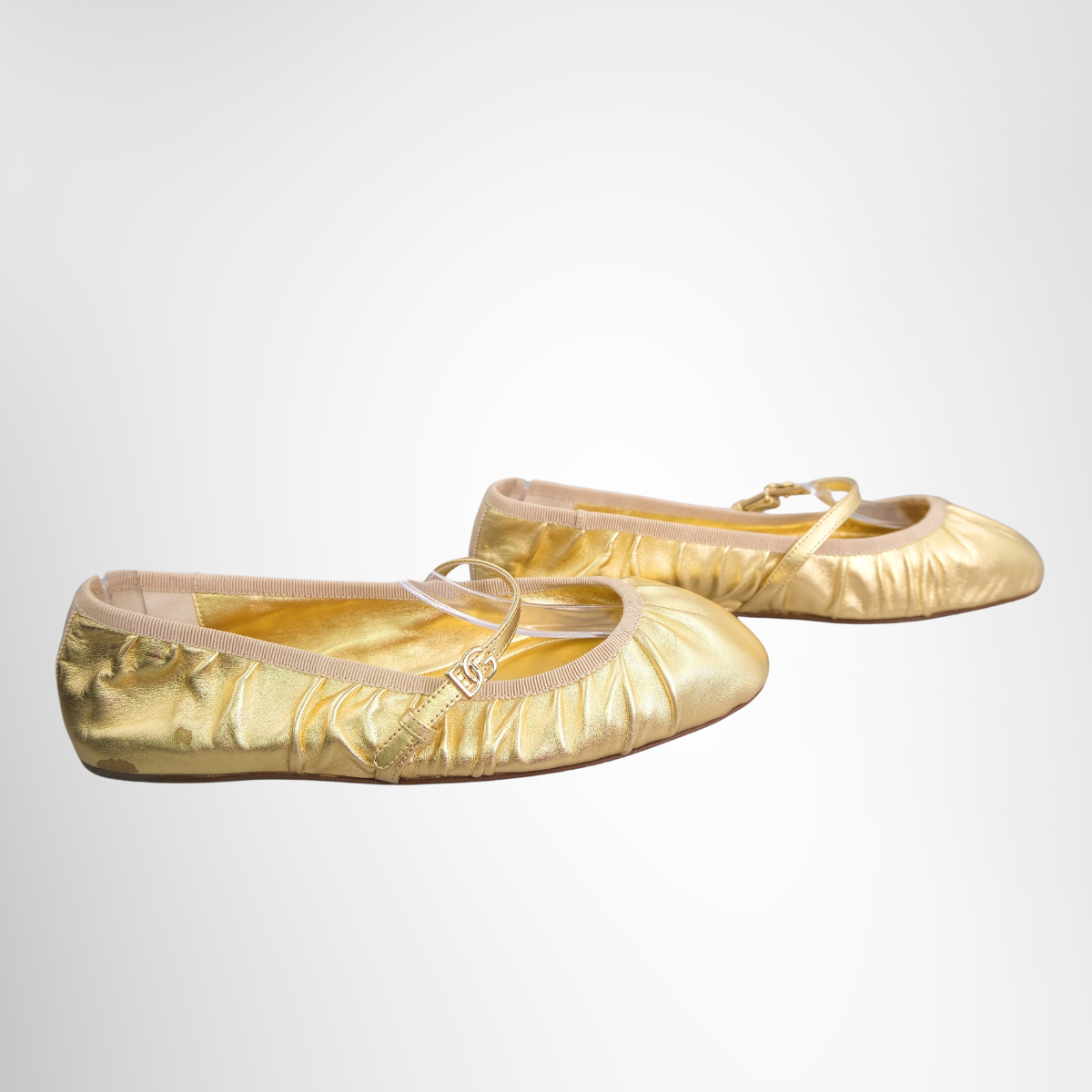 Dolce & Gabbana Nappa Mordore Ballet Flats - Gold