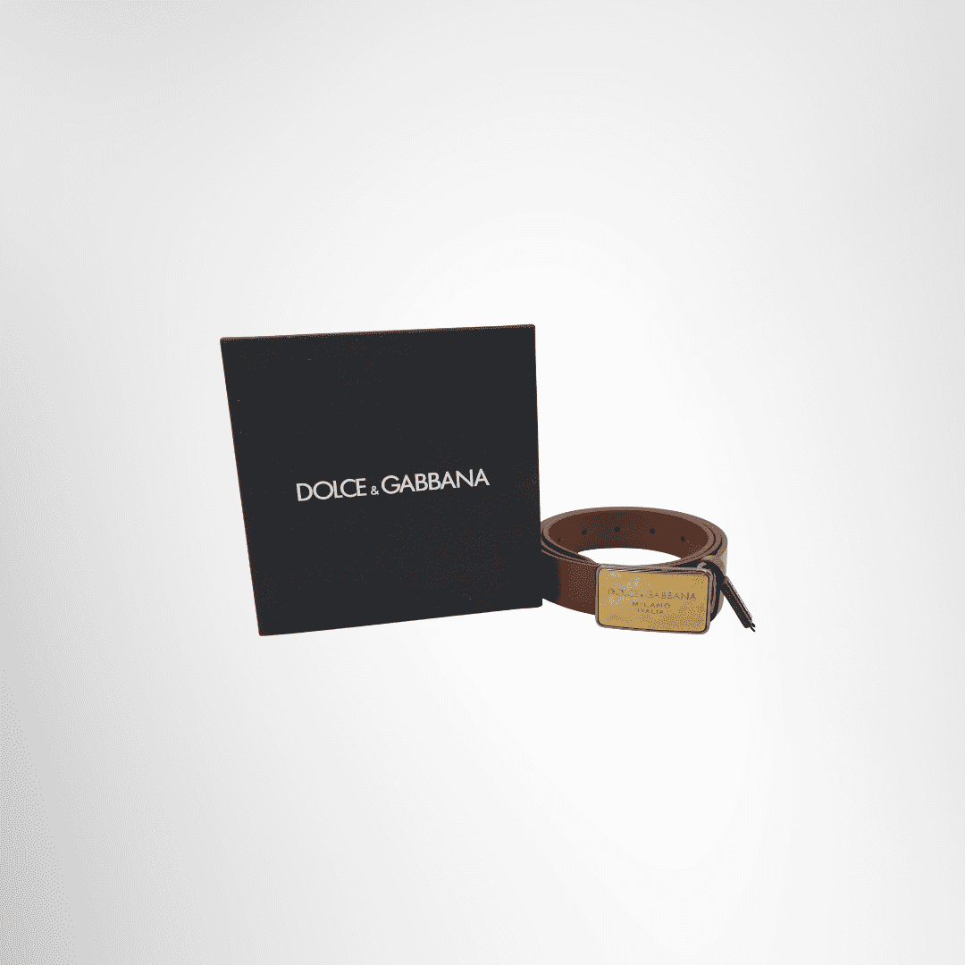 Dolce & Gabbana Preowned Luxury Logo Plate Leather Belt With Box