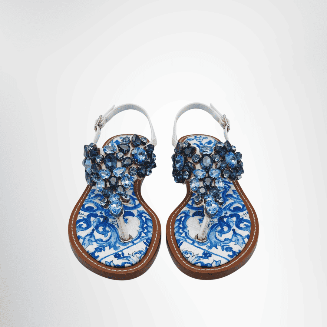 Dolce&Gabbana Preowned Luxury Sandal Majolica Crystal-Embellished Sandal Front View