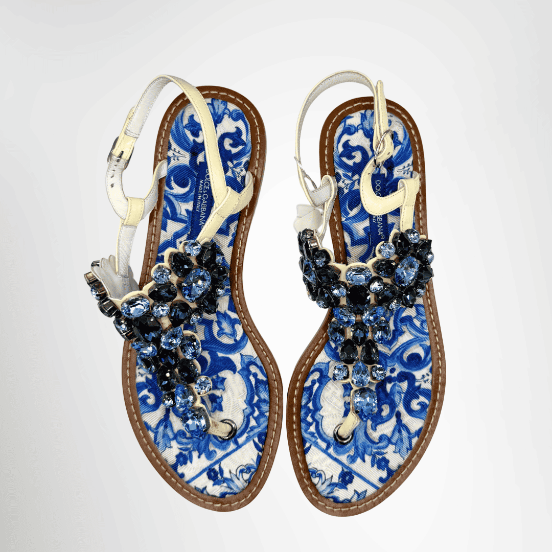 Dolce&Gabbana Preowned Luxury Sandal Majolica Crystal-Embellished Sandal Top View
