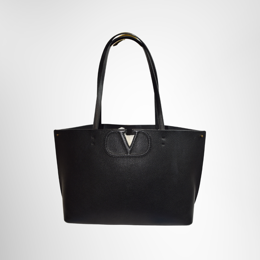 Valentino Garavani VLogo Leather Fill Me Tote Bag – Black