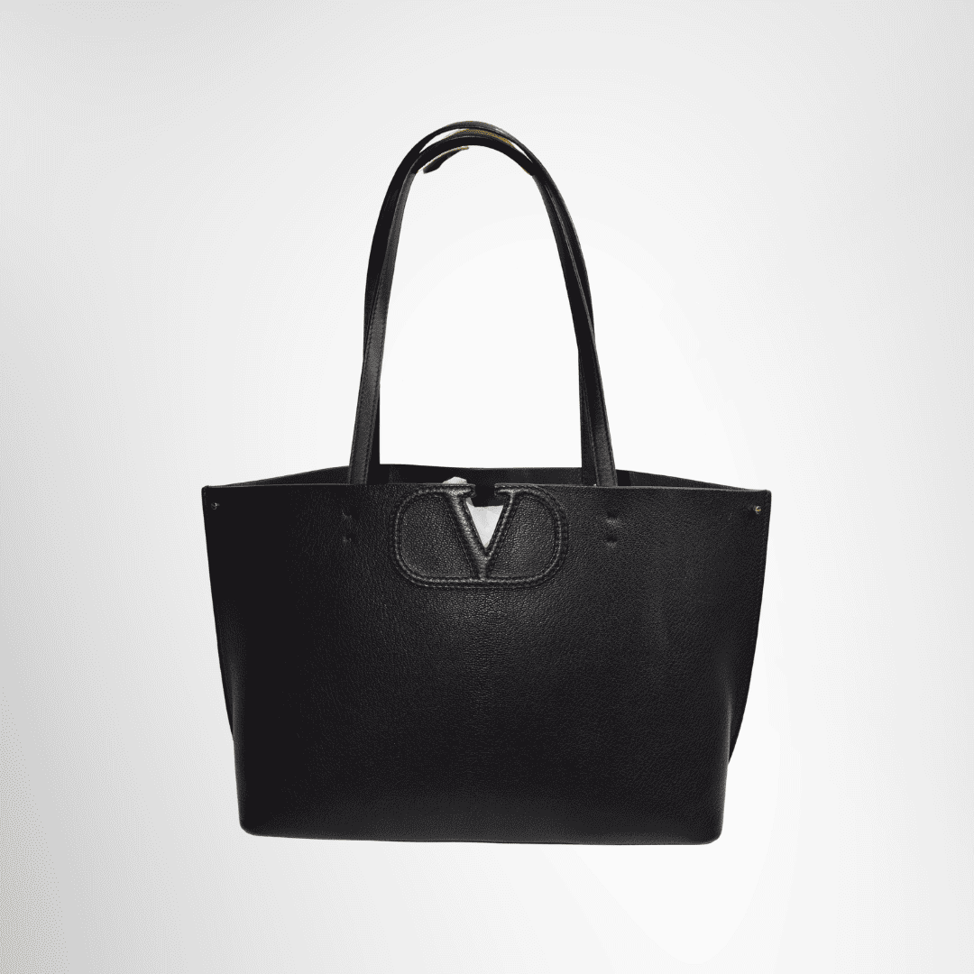 Valentino Garavani VLogo Leather Fill Me Tote Bag – Black