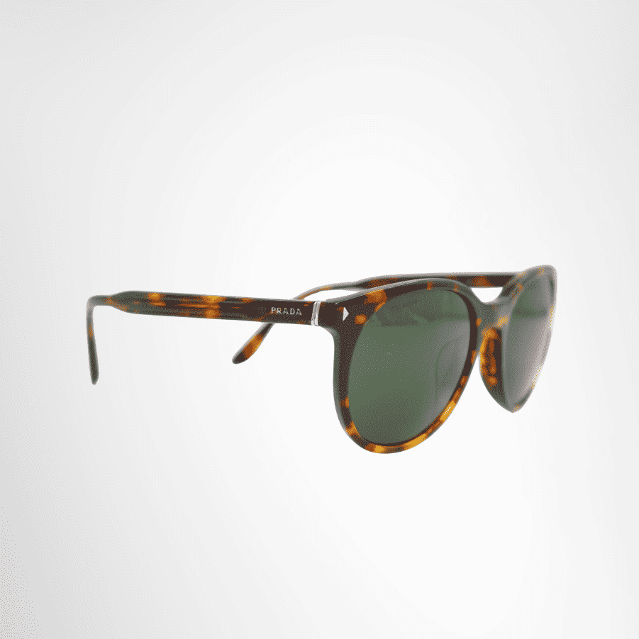 Prada Tortoiseshell Round Sunglasses with Green Lenses – Size 145