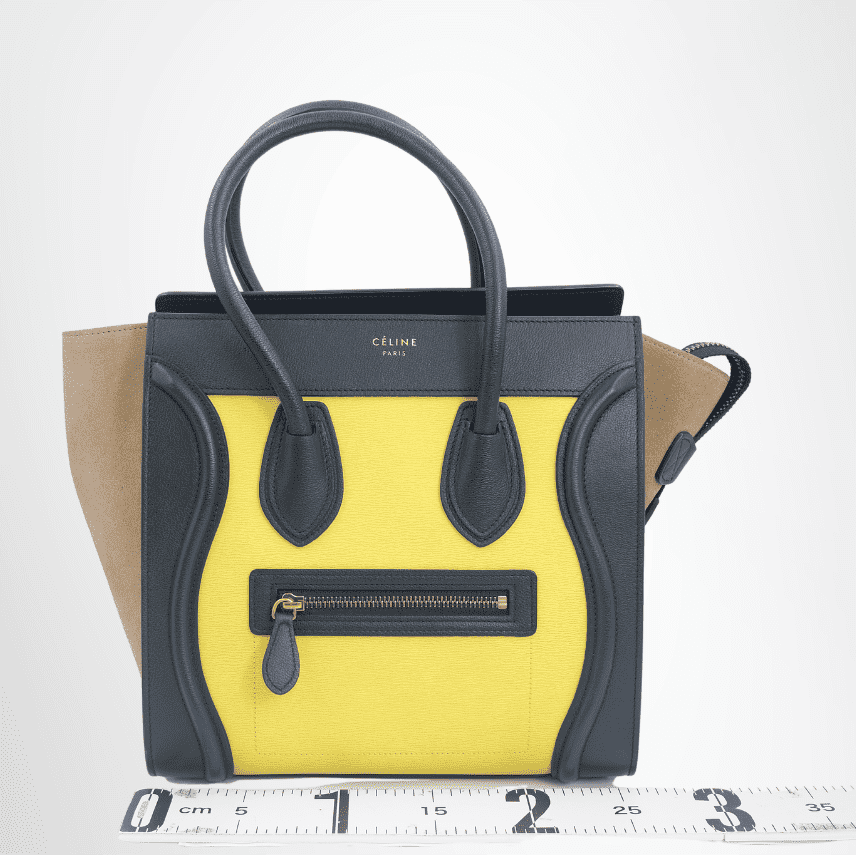 Celine Tricolor Luggage Bag – Yellow / Navy / Tan