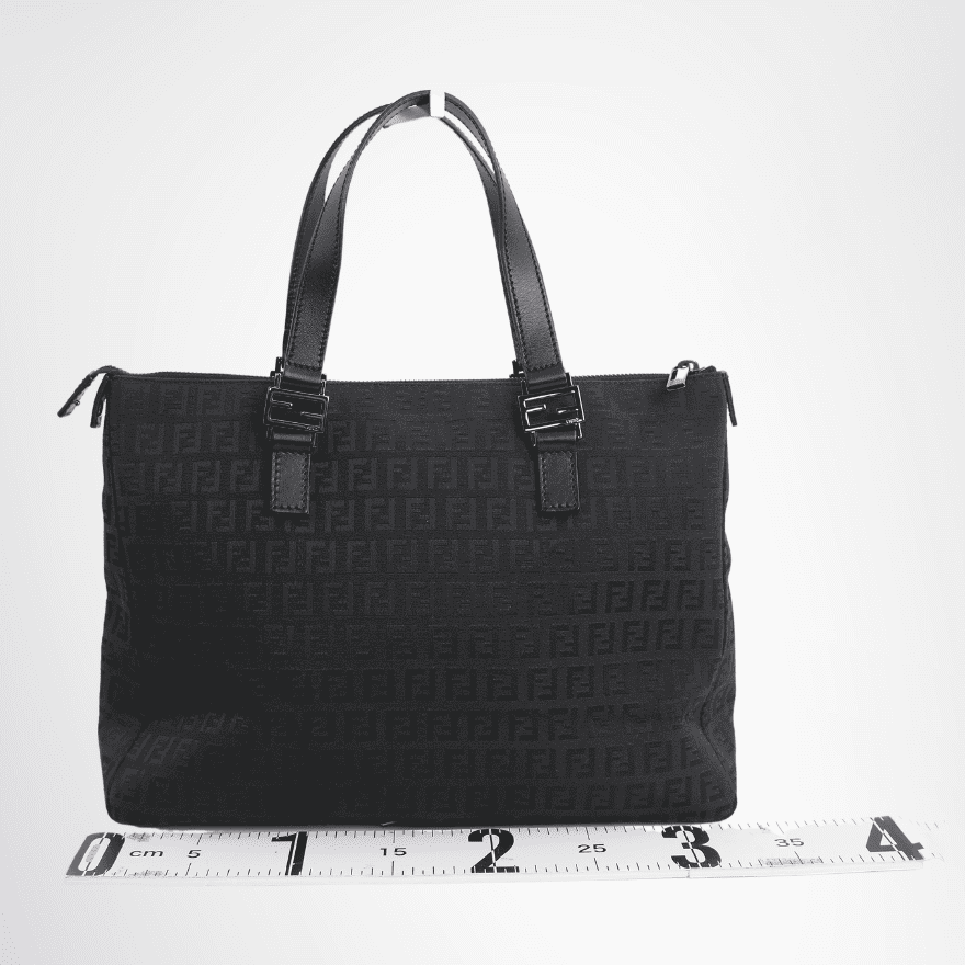 Fendi Black Zucchino Canvas Tote Bag – Black