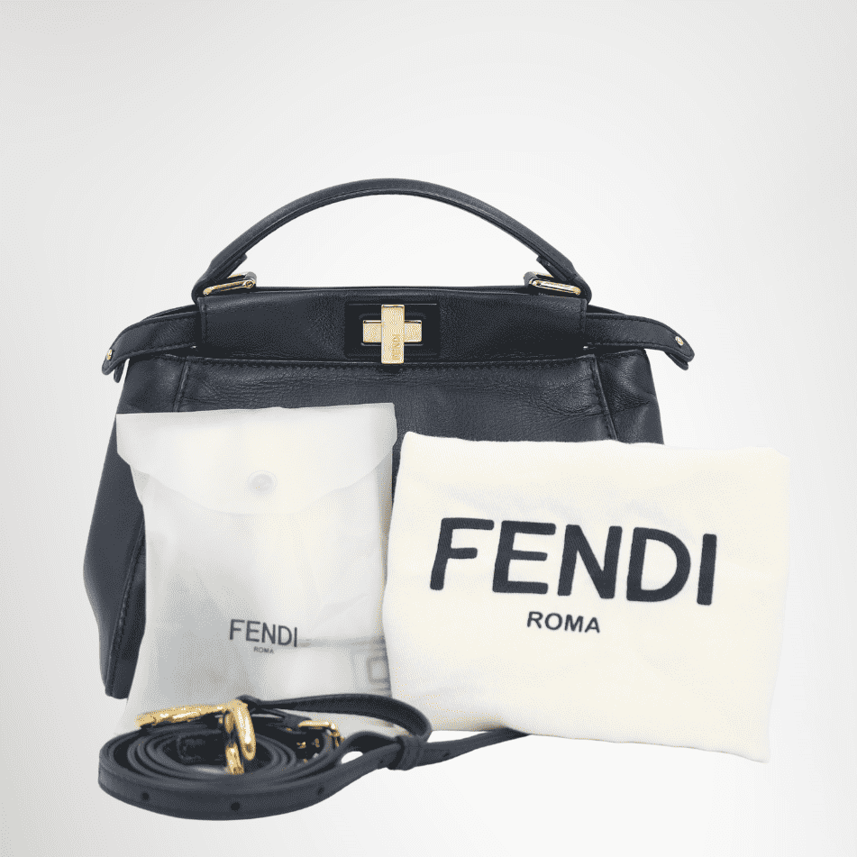 Fendi Peekaboo Mini Leather Bag – Black