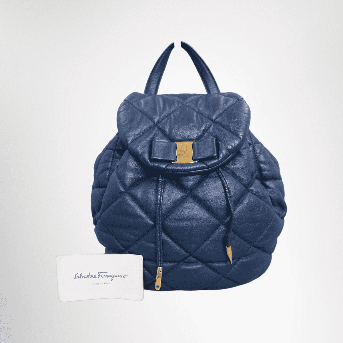 Salvatore Ferragamo Quilted Leather Backpack – Blue