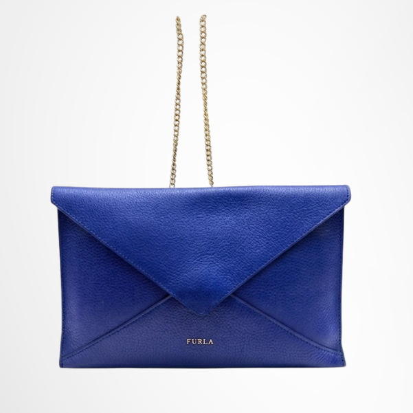 Furla 2-Way Clutch Chain Shoulder Bag – Blue