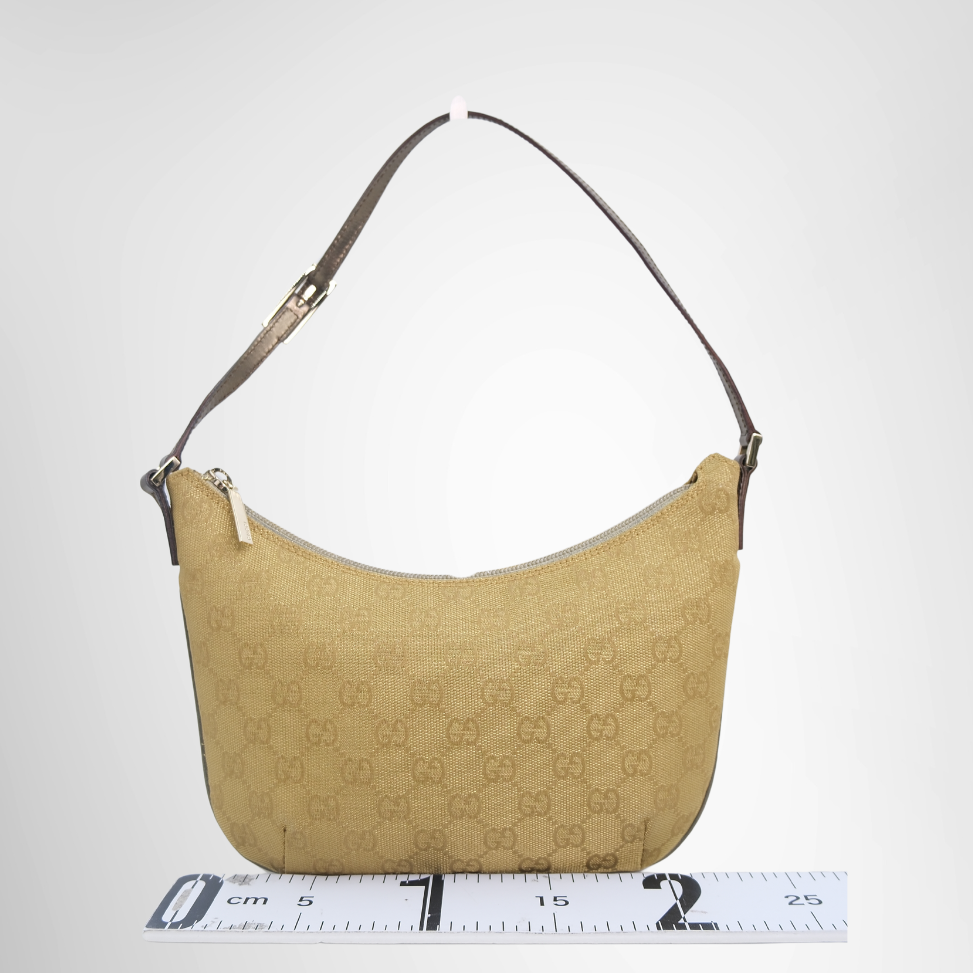 Gucci Preowned Luxury Bag 2000-2015 GG Gold Canvas Shoulder Bag Back View