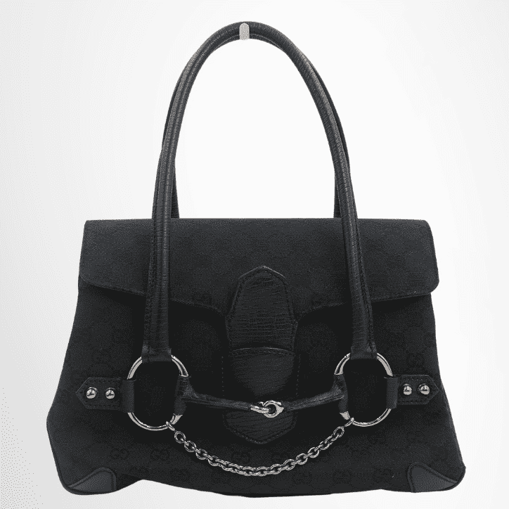Gucci Black Horsebit Chain Handbag