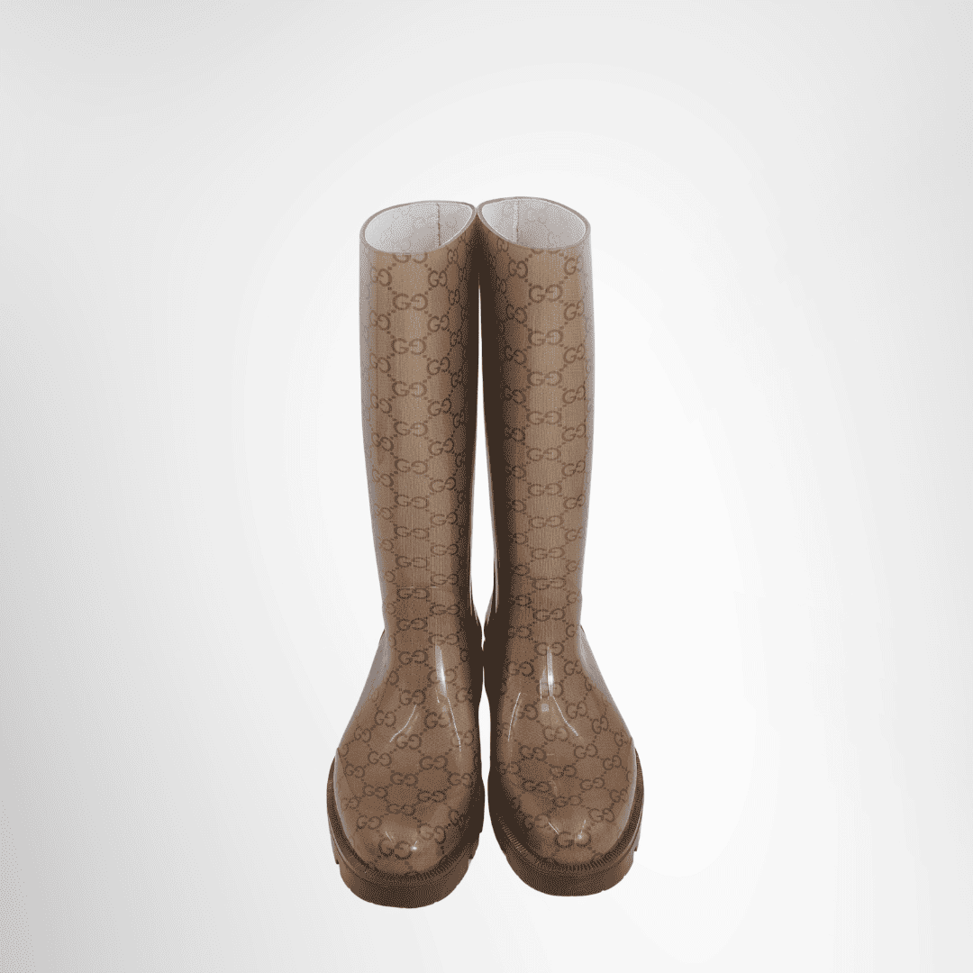 Gucci Preowned Luxury Boots GG Rain Boots Front View